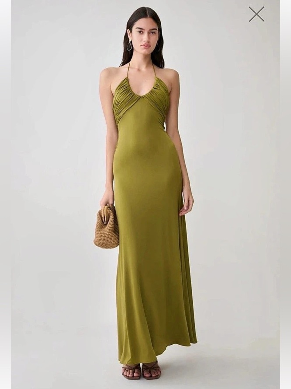 ✨NWT✨MESHKI Maely Gathered Slinky Maxi Dress in Green